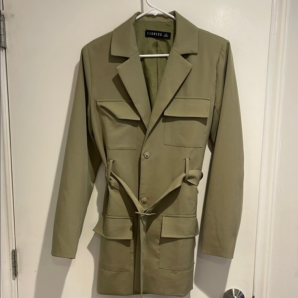 Lioness Green Blazer with Belted Silhouette